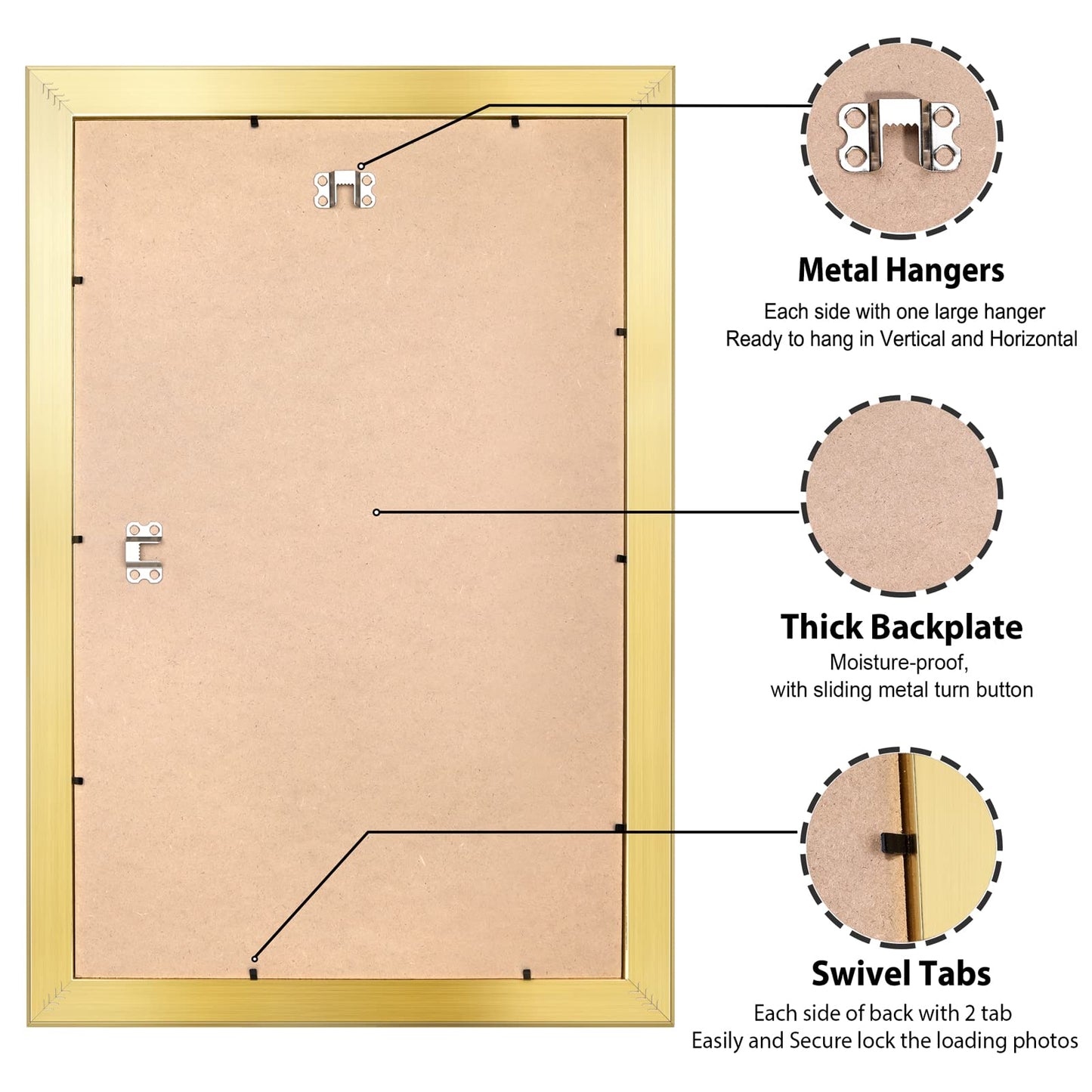 All Sizes Picture Frame, With or Without Mat, Stable and Sturdy Frame and Polished Plexiglass, Horizontal and Vertical Hanging