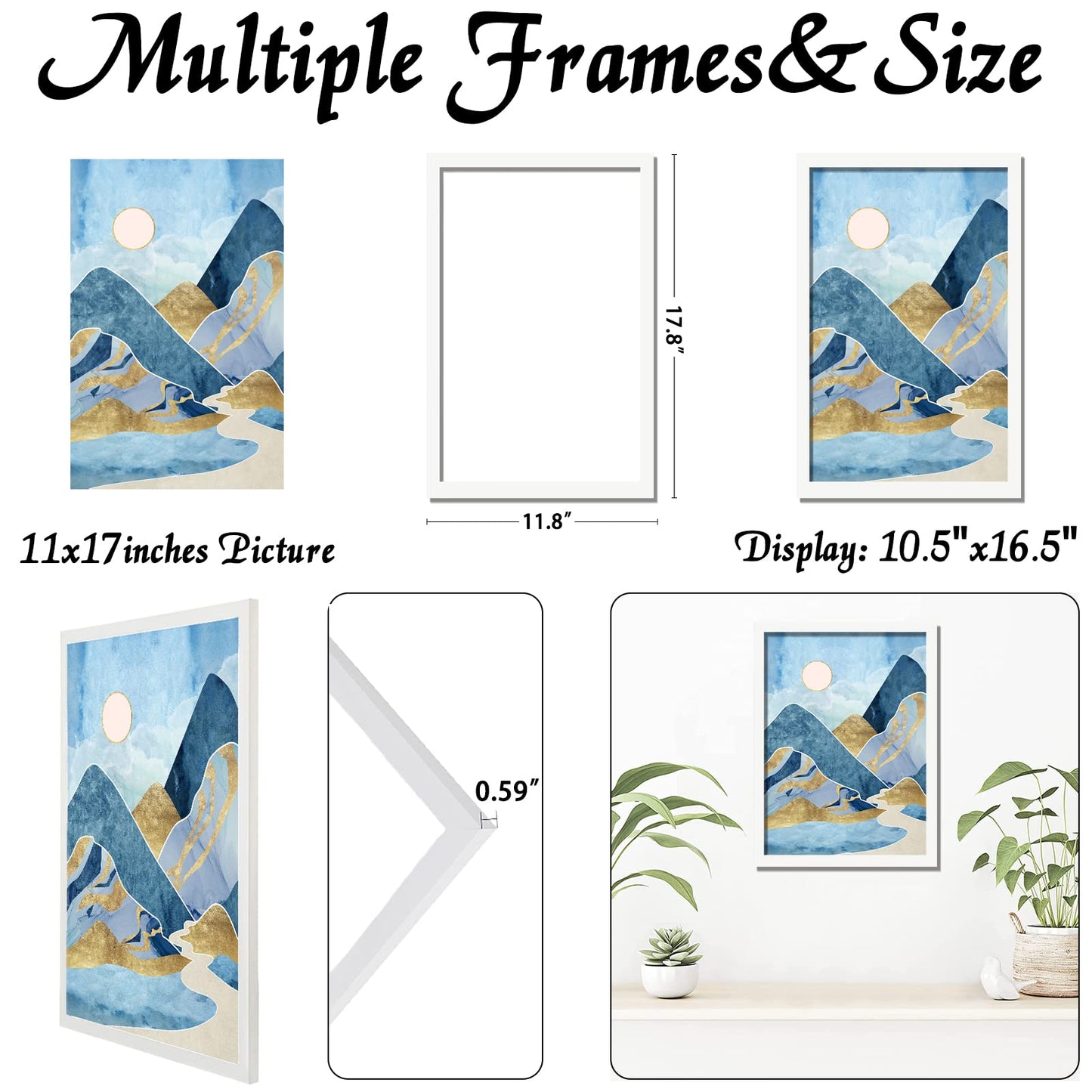 Picture Frame for Photo Poster Canvas Certificate Document Display Horizontally or Vertically High Transparent Wall Gallery