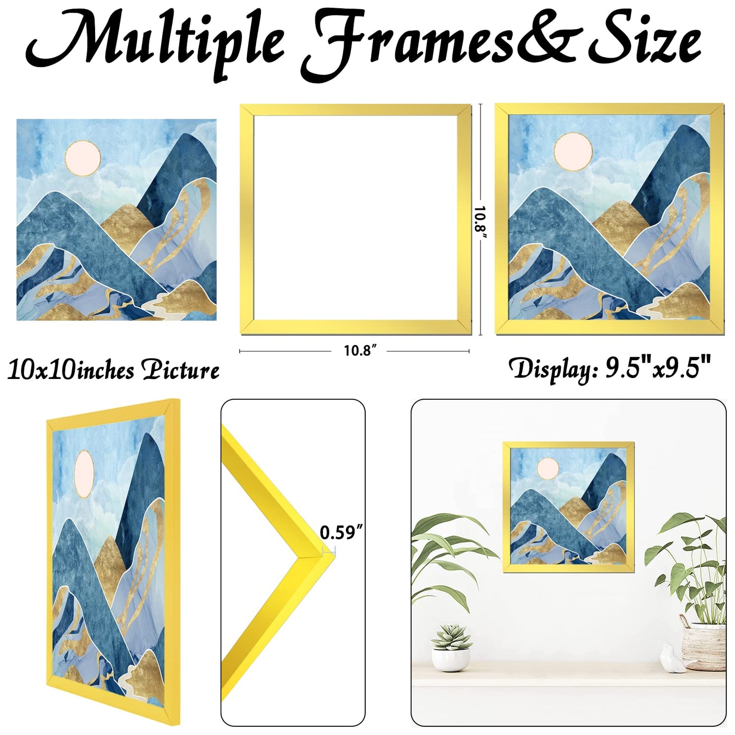 Picture Frame for Photo Poster Canvas Certificate Document Display Horizontally or Vertically High Transparent Wall Gallery