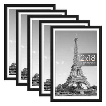 Picture Frame Set of 5, Display Pictures with Mat Without Mat, Wall Gallery Photo Frames