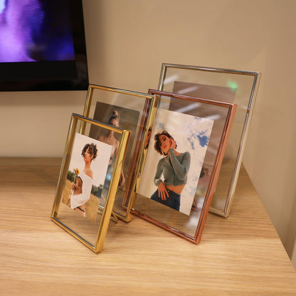 Gold Floating Frame Tabletop Shelf Photo Frames