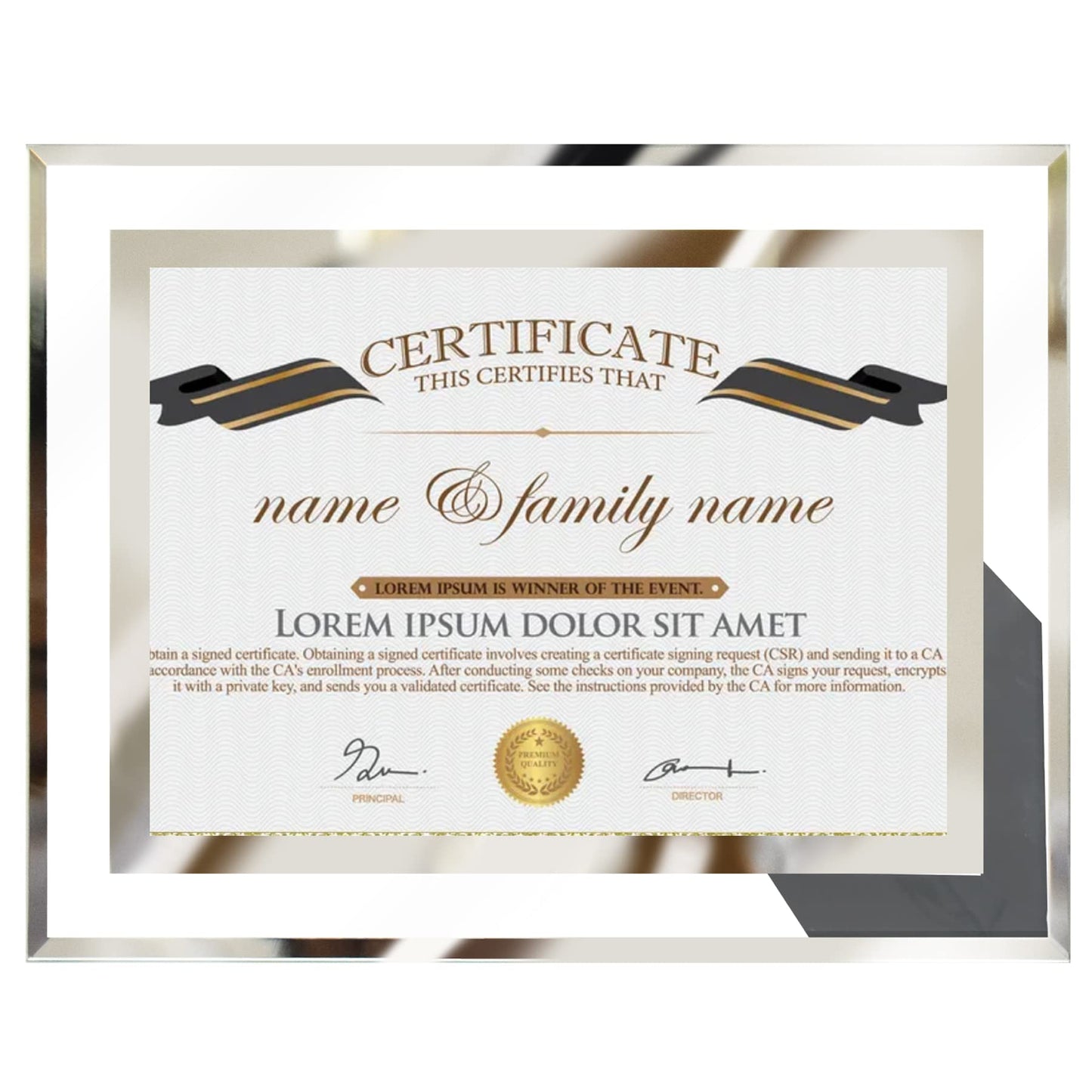 8.5x11 Picture Frame Glass Certificate Document Frame for Tabletop Display