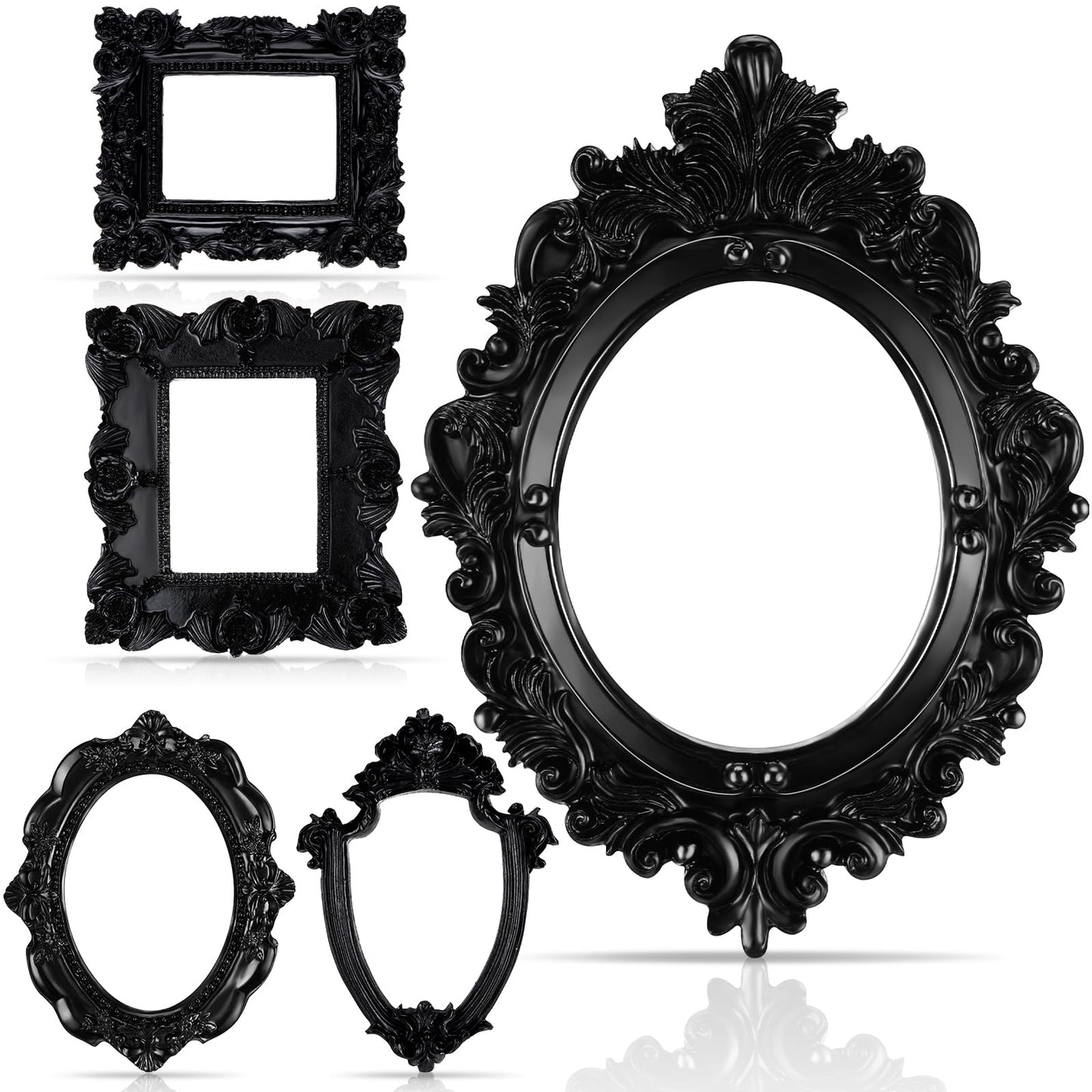 5 Pieces Vintage Resin Picture Frame Antique Photo Frames, Jewelry Display Frame DIY NO GLASS or BACKING