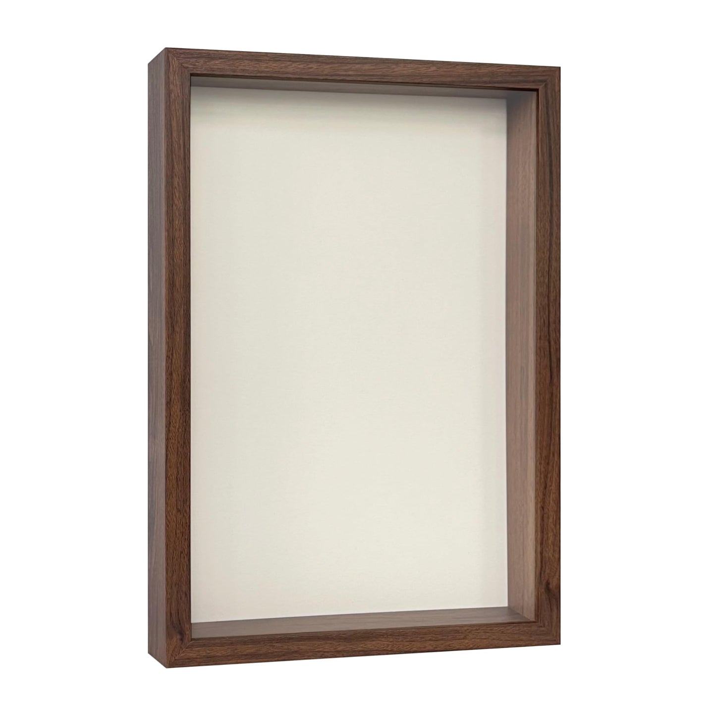 Wooden Shadow Box Frame – Display Case with Soft Felt Back, Memory Box with Tempered Glass, Elegant White Ball Push Pins