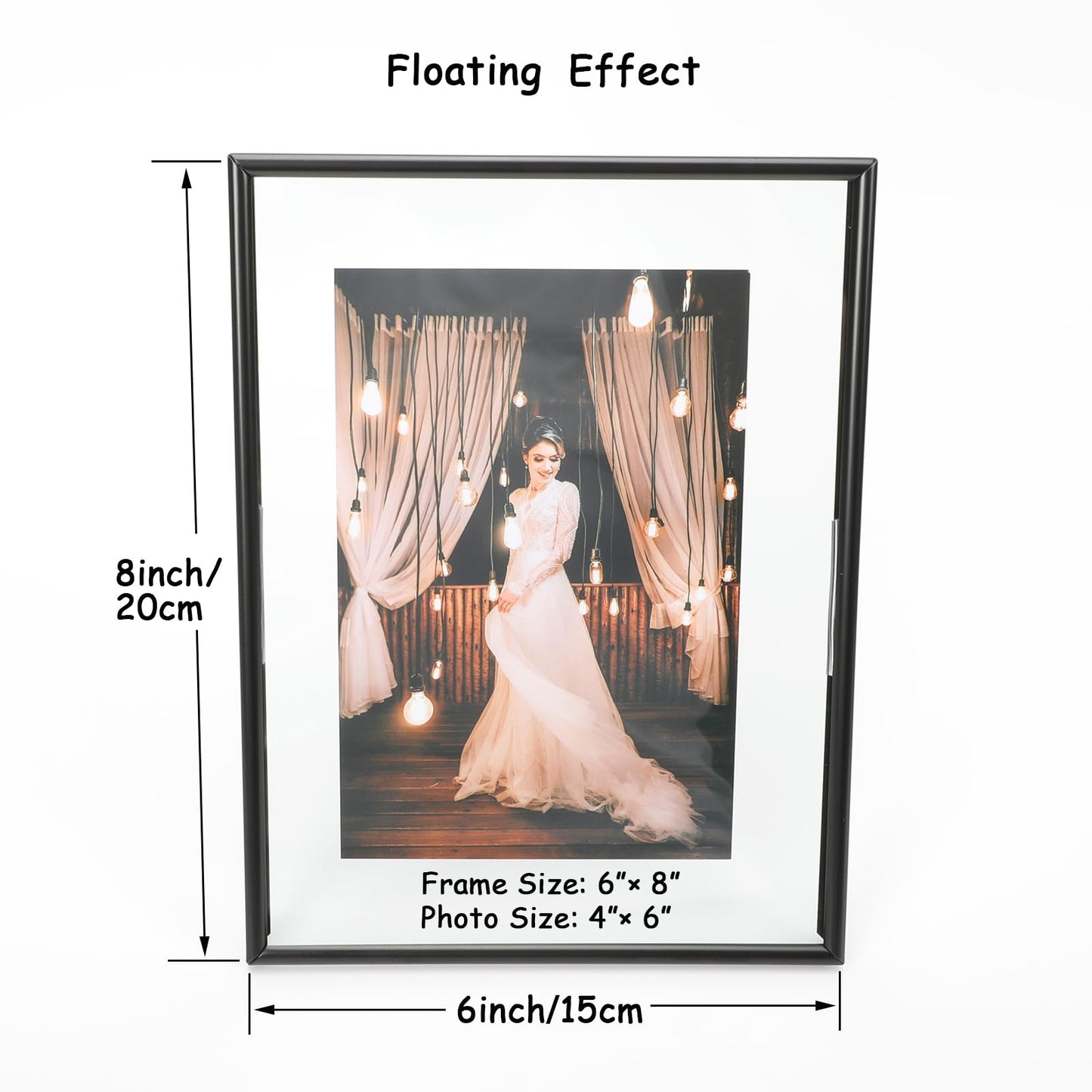 Gold Floating Frame Tabletop Shelf Photo Frames