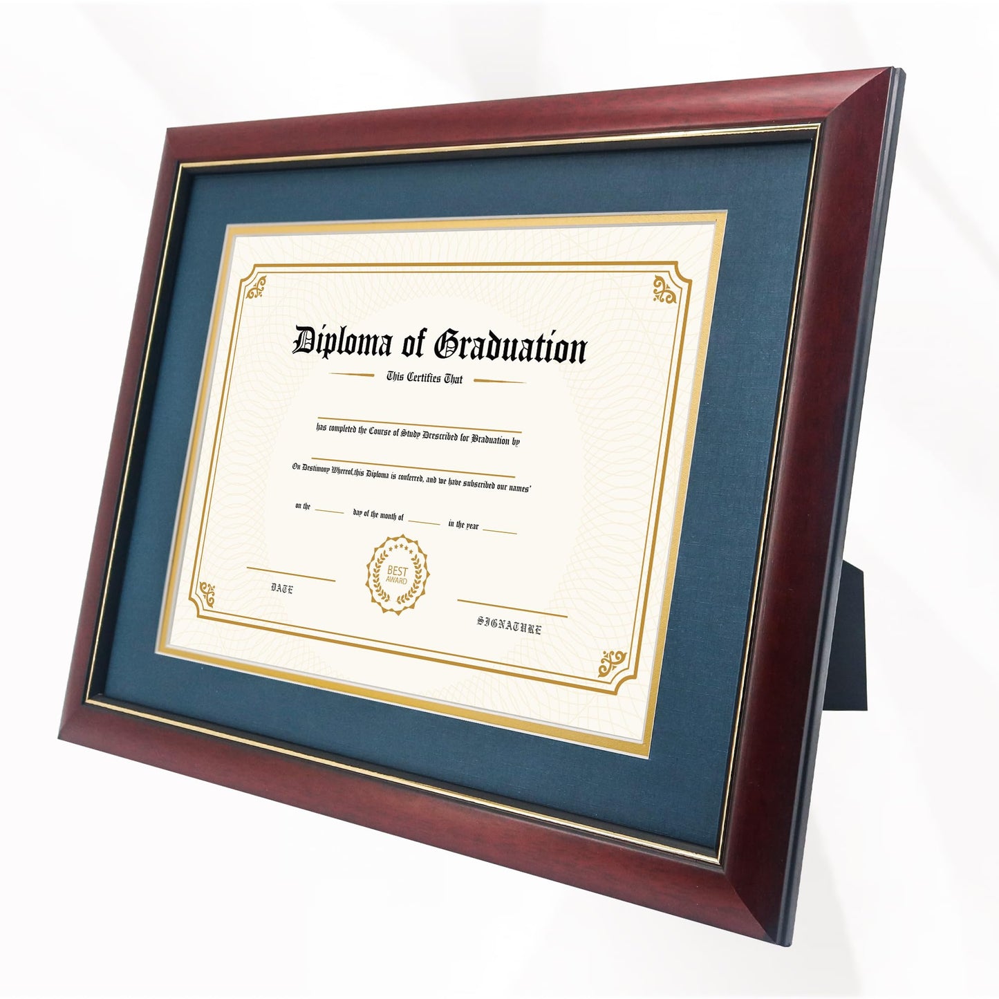 11x14 Diploma Frame 15x18 Certificate without Mat, Solid Wood & UV Protection Acrylic, Cherry Finish