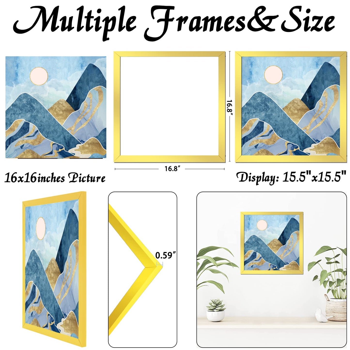 Picture Frame for Photo Poster Canvas Certificate Document Display Horizontally or Vertically High Transparent Wall Gallery