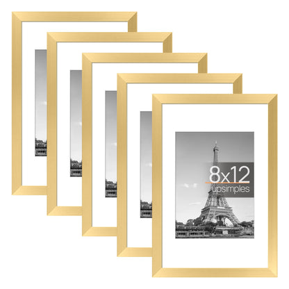 Picture Frame Set of 5, Display Pictures with Mat Without Mat, Wall Gallery Photo Frames