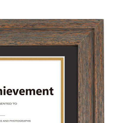 14x20 Double Diploma Frame, Black Frame to Display Double 8.5x11 Document, Solid Wood & Tempered Glass Protection