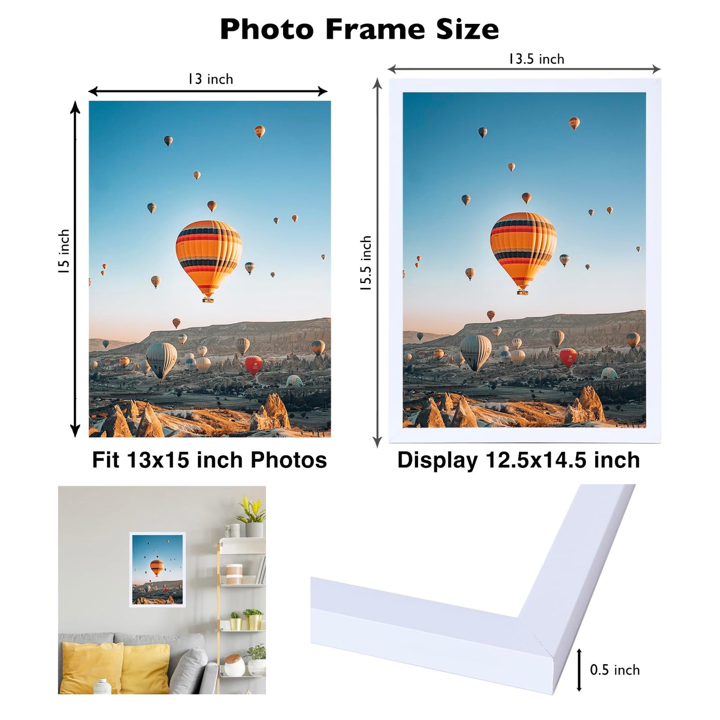 Picture Frame for Certificate Poster and Photo, Horizontal and Vertical Formats for Wall Hanging or Tabletop, Shatter Resistant Plexiglass