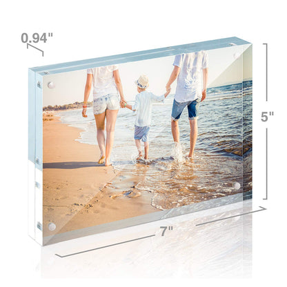 Acrylic Photo Frames Horizontal Magnet Double Sided Photo Frame with Microfiber Cloth, 12 + 12MM Thickness Clear Picture Frame Desktop Display