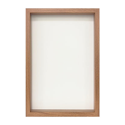 Wooden Shadow Box Frame – Display Case with Soft Felt Back, Memory Box with Tempered Glass, Elegant White Ball Push Pins