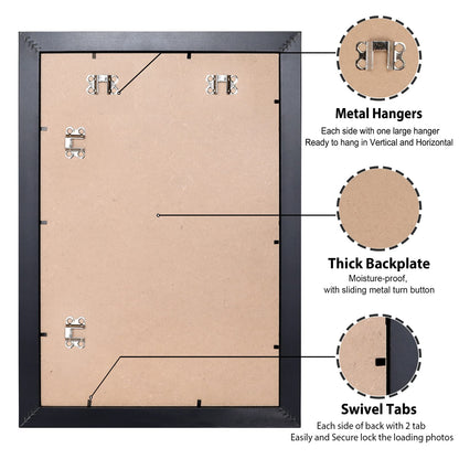 All Sizes Picture Frame, With or Without Mat, Stable and Sturdy Frame and Polished Plexiglass, Horizontal and Vertical Hanging