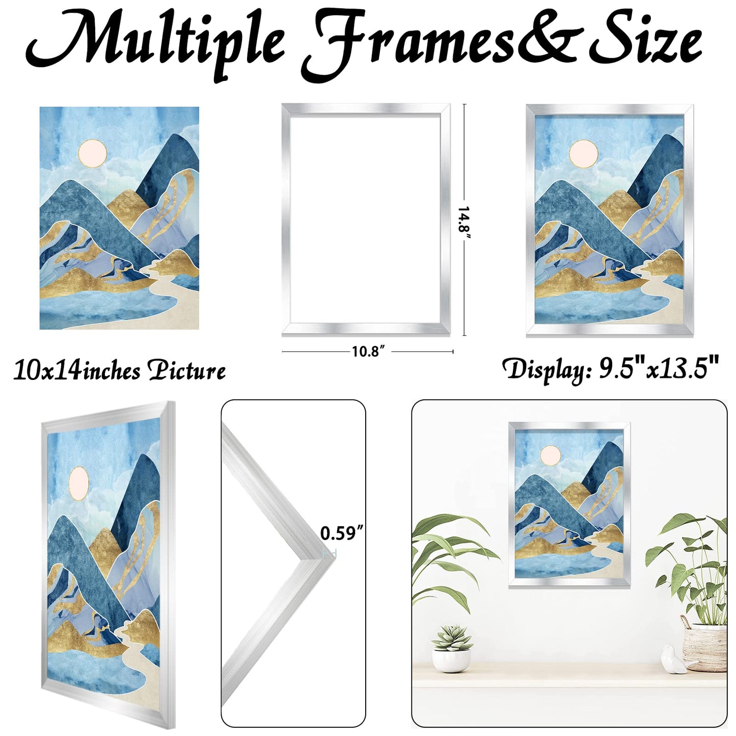 Picture Frame for Photo Poster Canvas Certificate Document Display Horizontally or Vertically High Transparent Wall Gallery