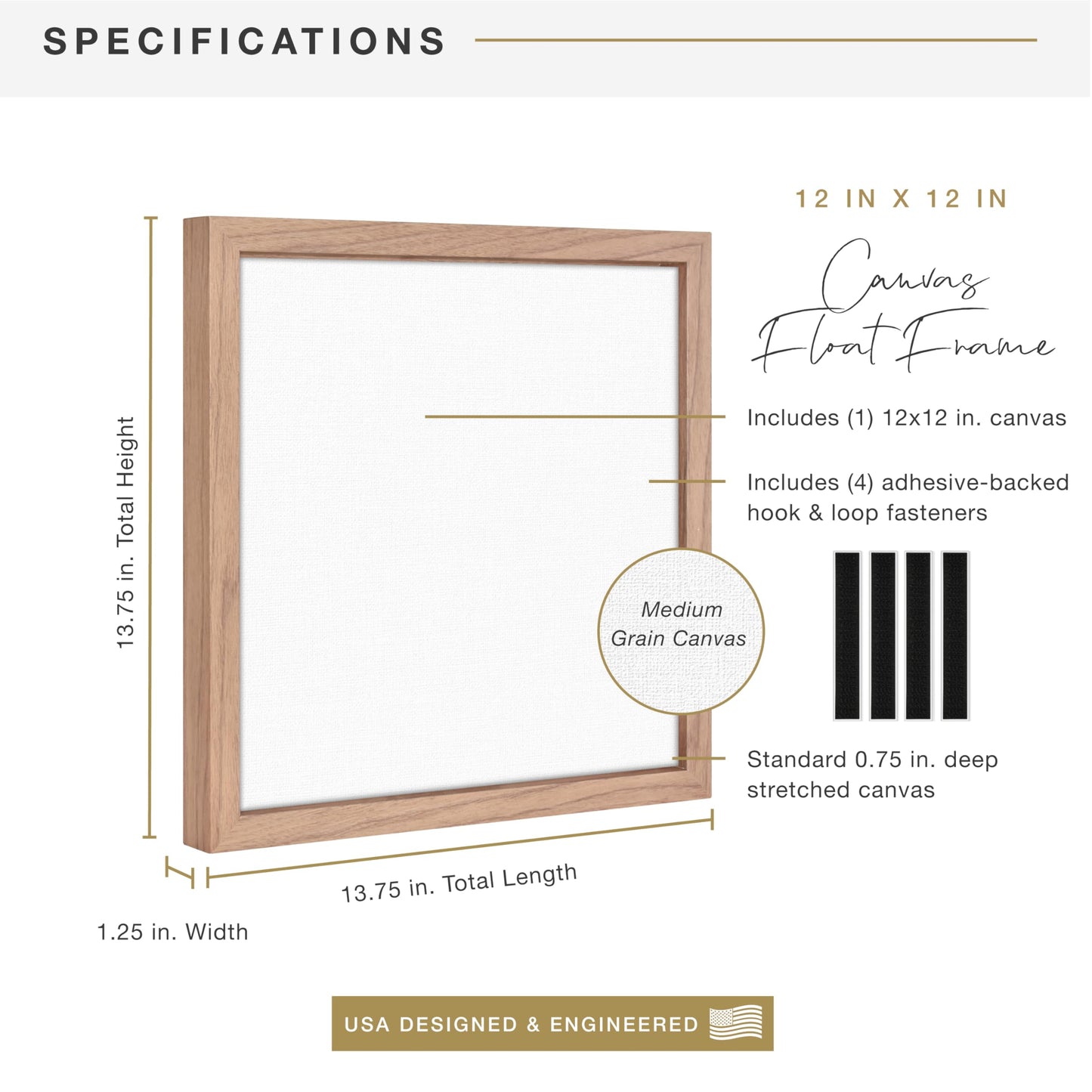 Floating Canvas Frame, Art Frames for Canvas Paintings with Adhesive Fasteners and Hanging Hardware