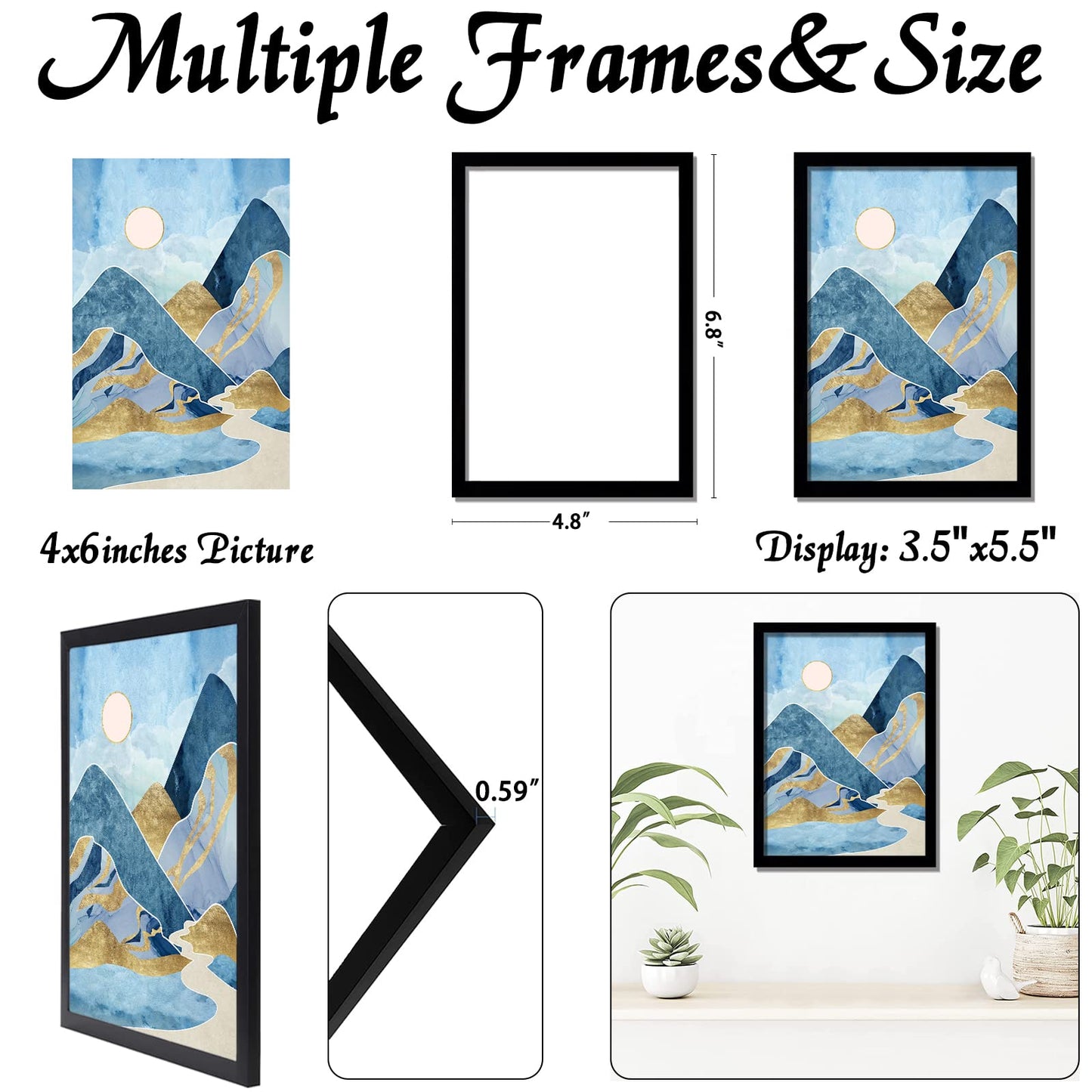 Picture Frame for Photo Poster Canvas Certificate Document Display Horizontally or Vertically High Transparent Wall Gallery