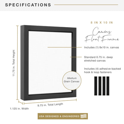 Floating Canvas Frame, Art Frames for Canvas Paintings with Adhesive Fasteners and Hanging Hardware