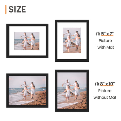 Picture Frame Set of 5, Display Pictures with Mat Without Mat, Wall Gallery Photo Frames