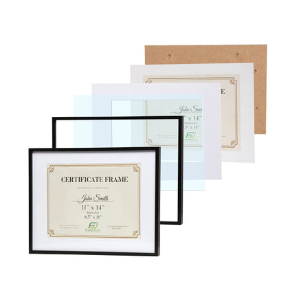 11”x14” Matted to 8.5”x11” – Deluxe Brass Gold Aluminum Contemporary Diploma Frame with Tempered Glass and Removable Mat