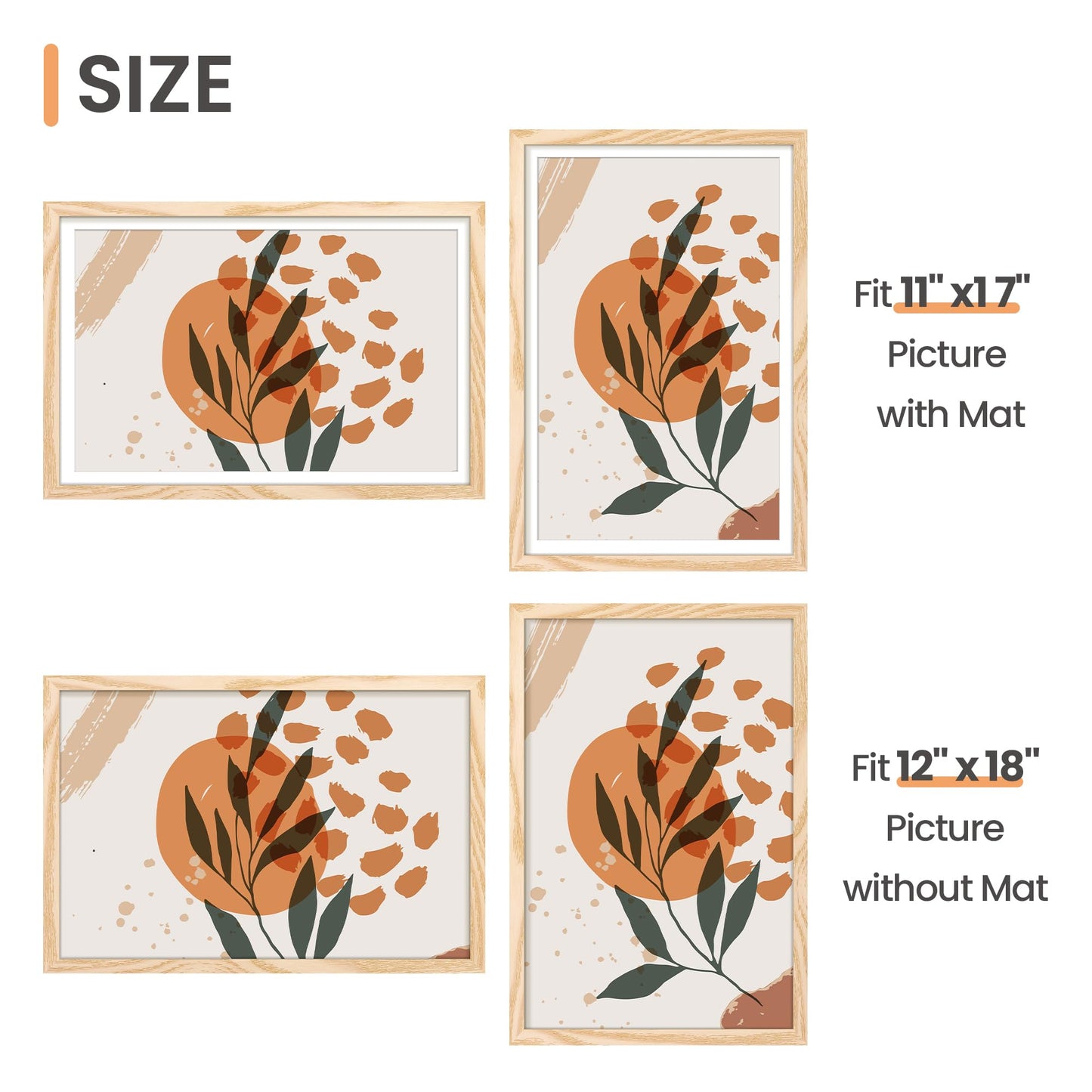 Picture Frame, Display Pictures with Mat or Without Mat, Wall Hanging Photo Frame