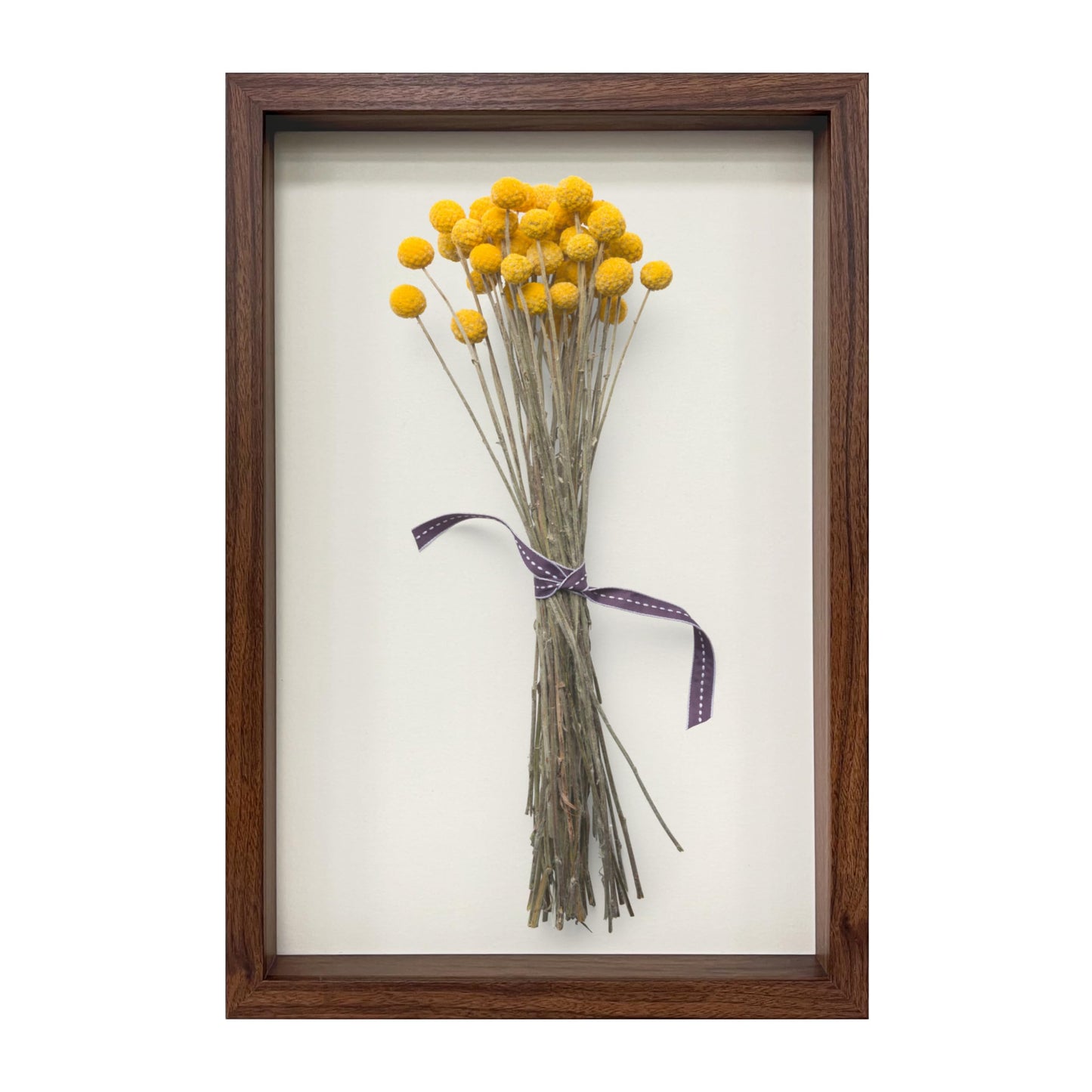 Wooden Shadow Box Frame – Display Case with Soft Felt Back, Memory Box with Tempered Glass, Elegant White Ball Push Pins