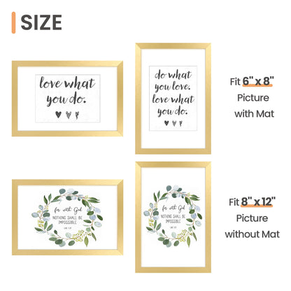 Picture Frame Set of 5, Display Pictures with Mat Without Mat, Wall Gallery Photo Frames