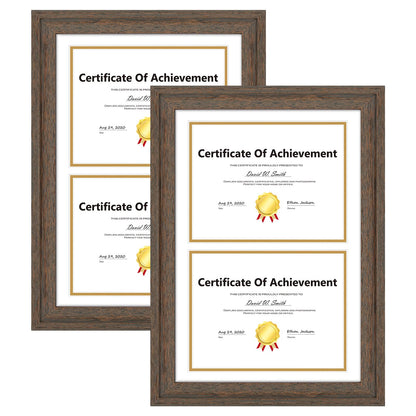 14x20 Double Diploma Frame, Black Frame to Display Double 8.5x11 Document, Solid Wood & Tempered Glass Protection