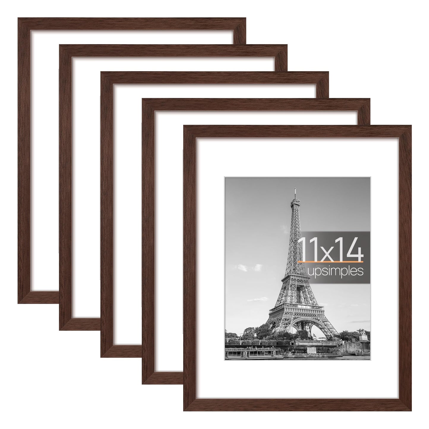 Picture Frame Set of 5, Display Pictures with Mat Without Mat, Wall Gallery Photo Frames