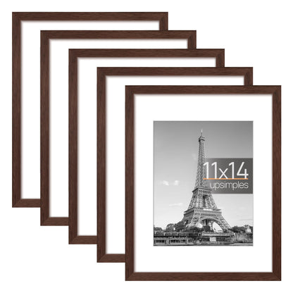 Picture Frame Set of 5, Display Pictures with Mat Without Mat, Wall Gallery Photo Frames