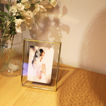 Gold Floating Frame Tabletop Shelf Photo Frames