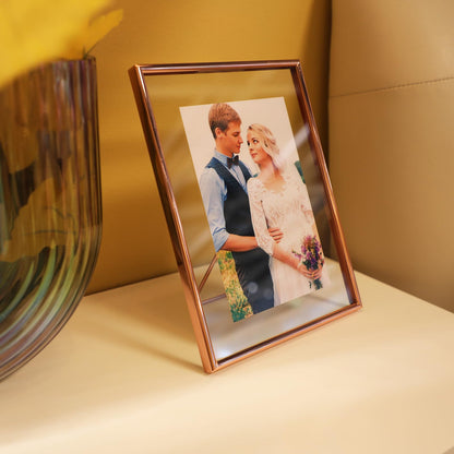 Gold Floating Frame Tabletop Shelf Photo Frames