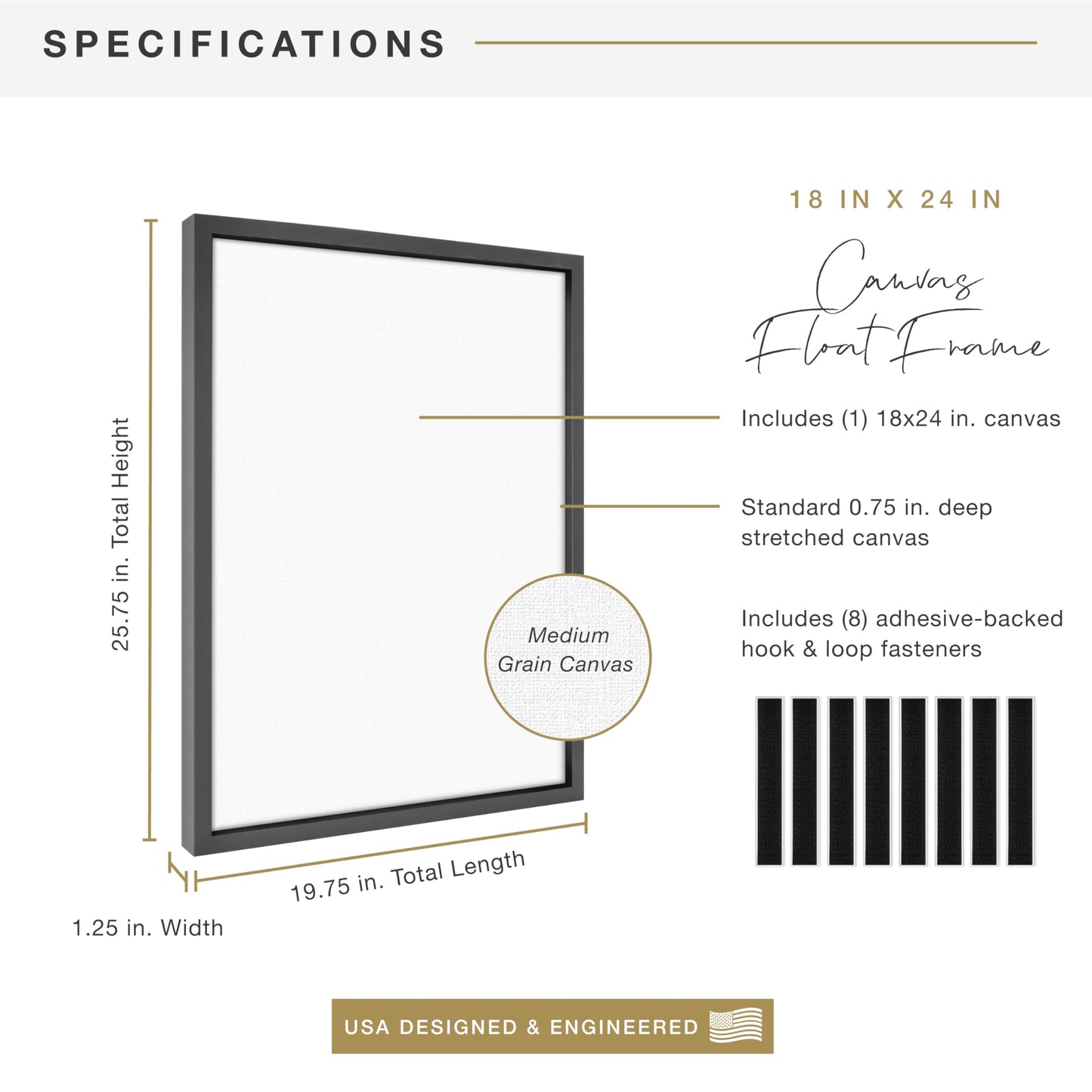 Floating Canvas Frame, Art Frames for Canvas Paintings with Adhesive Fasteners and Hanging Hardware