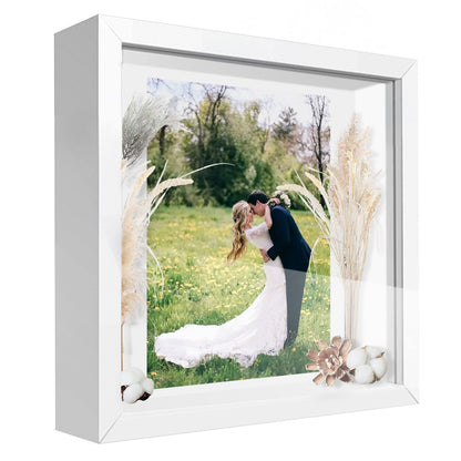 Shadow Box Frame Display Case with Letter Stickers, 3D Picture Frame, Display Case Box for Memorabilia, Baby Items, Wedding Memories, Crafts, Tickets and Photos