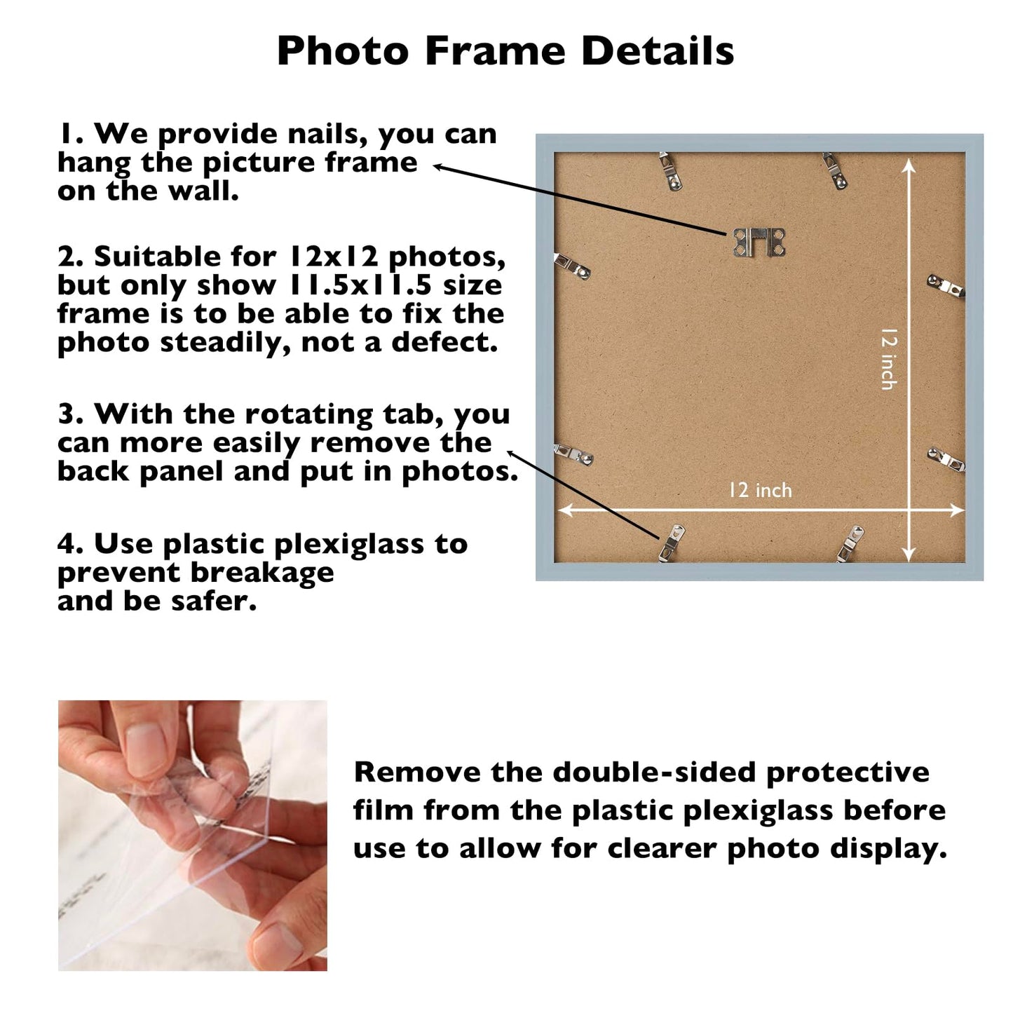 Picture Frame for Certificate Poster and Photo, Horizontal and Vertical Formats for Wall Hanging or Tabletop, Shatter Resistant Plexiglass