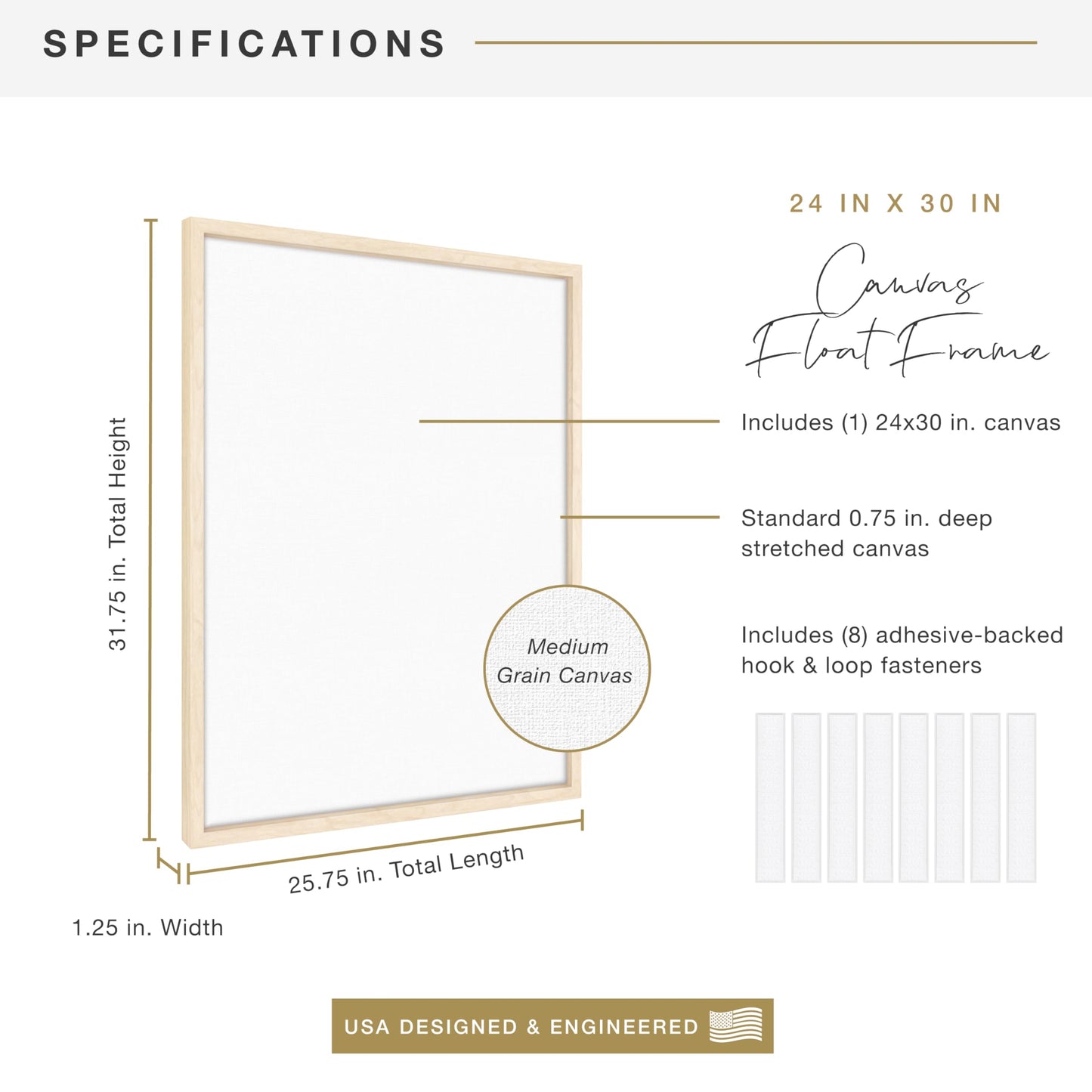 Floating Canvas Frame, Art Frames for Canvas Paintings with Adhesive Fasteners and Hanging Hardware