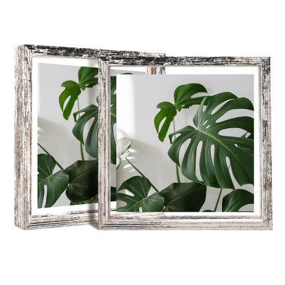 Floating Frames Set of 2, Double Glass Picture Frame, Made of Solid Wood Display Any Size Photo up to 11x14, Wall Mount or Tabletop Standing