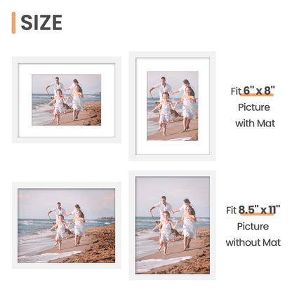 Picture Frame Set of 5, Display Pictures with Mat Without Mat, Wall Gallery Photo Frames