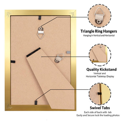 All Sizes Picture Frame, With or Without Mat, Stable and Sturdy Frame and Polished Plexiglass, Horizontal and Vertical Hanging