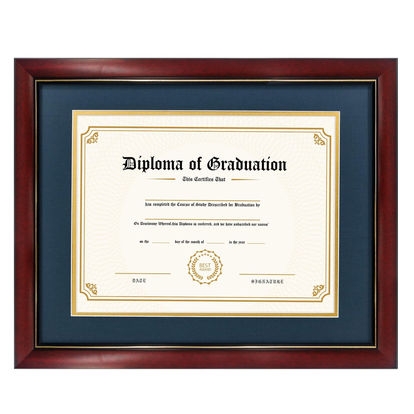 11x14 Diploma Frame 15x18 Certificate without Mat, Solid Wood & UV Protection Acrylic, Cherry Finish