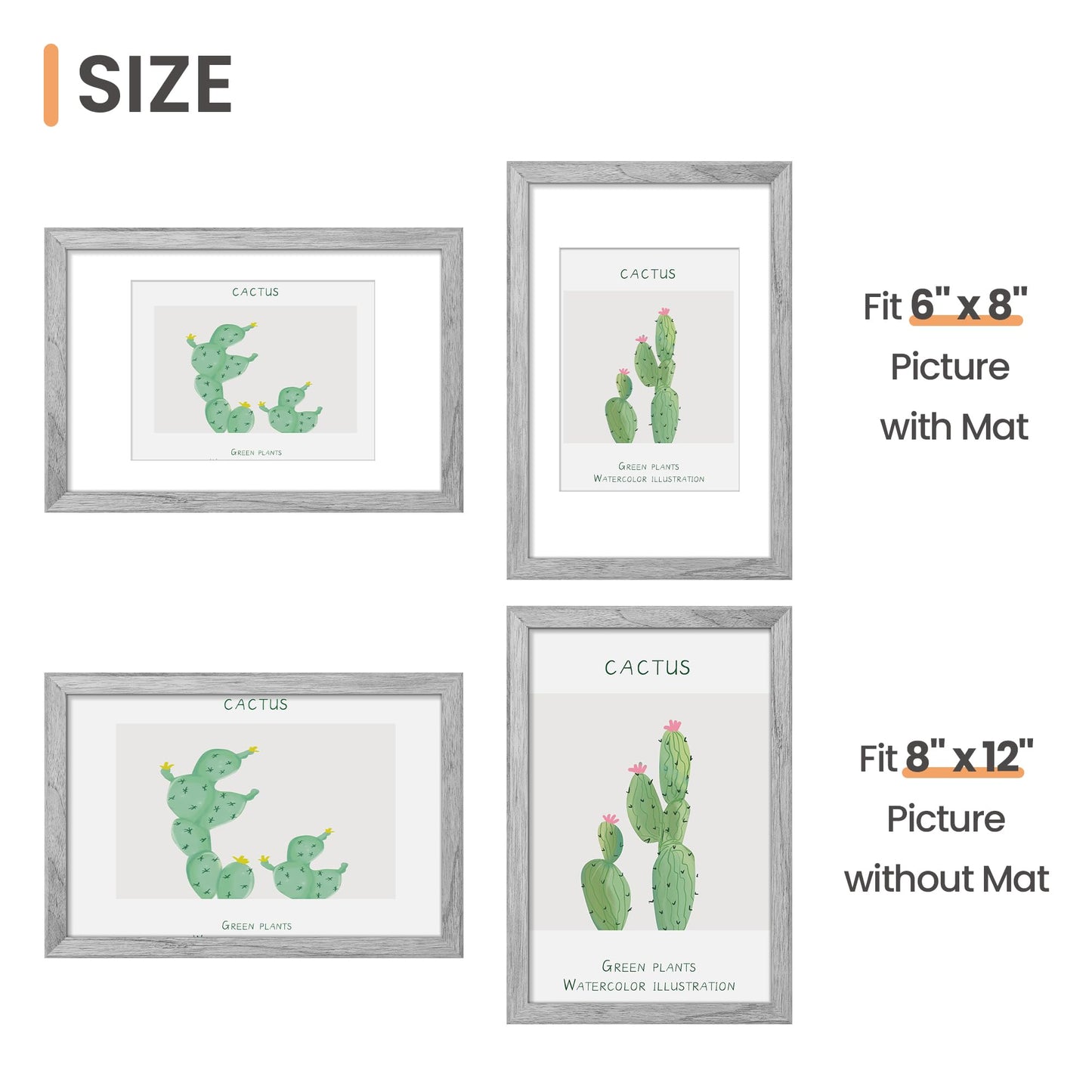 Picture Frame, Display Pictures with Mat or Without Mat, Wall Hanging Photo Frame