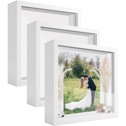 Shadow Box Frame Display Case with Letter Stickers, 3D Picture Frame, Display Case Box for Memorabilia, Baby Items, Wedding Memories, Crafts, Tickets and Photos