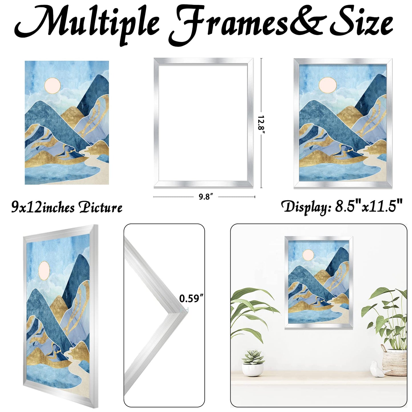 Picture Frame for Photo Poster Canvas Certificate Document Display Horizontally or Vertically High Transparent Wall Gallery