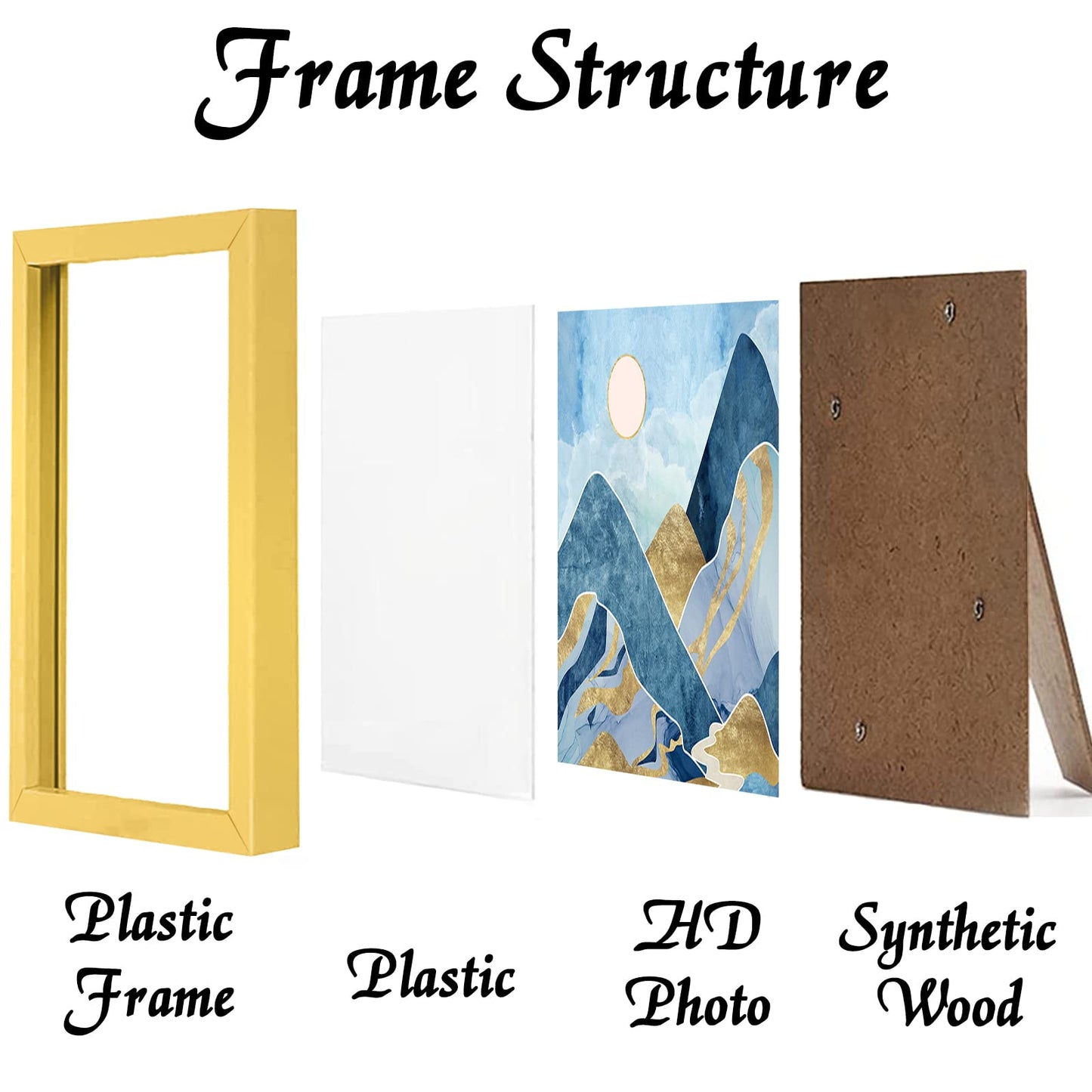 Picture Frame for Photo Poster Canvas Certificate Document Display Horizontally or Vertically High Transparent Wall Gallery