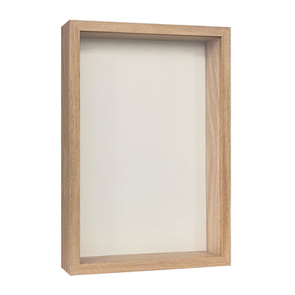 Wooden Shadow Box Frame – Display Case with Soft Felt Back, Memory Box with Tempered Glass, Elegant White Ball Push Pins