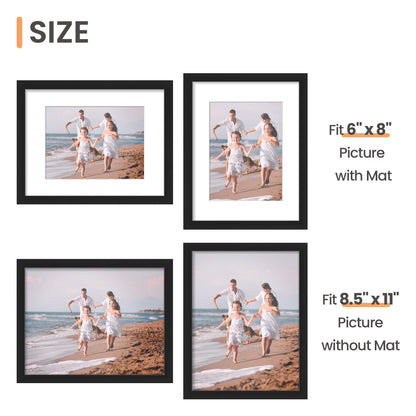 Picture Frame Set of 5, Display Pictures with Mat Without Mat, Wall Gallery Photo Frames