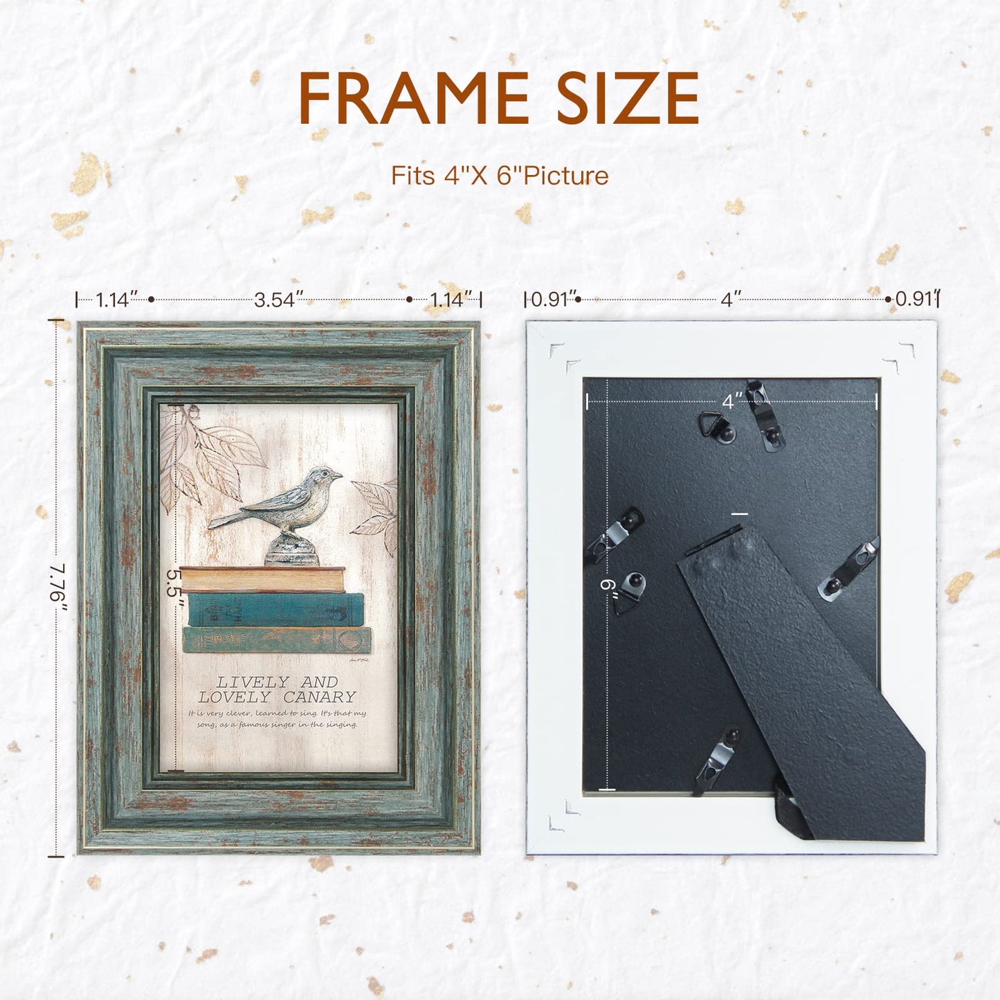 3 Pack Picture Frames Farmhouse Rustic Vintage Distressed Wood Grain Photo Frame with Tempered Glass for Table Top Display and Wall Hanging