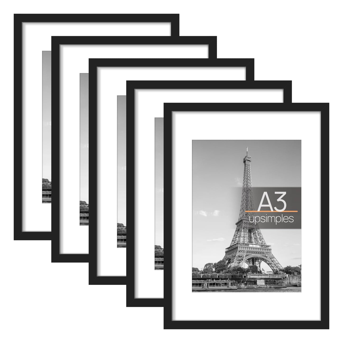 Picture Frame Set of 5, Display Pictures with Mat Without Mat, Wall Gallery Photo Frames