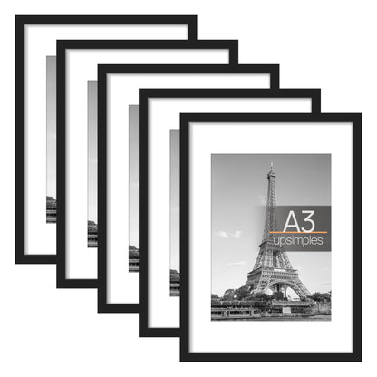 Picture Frame Set of 5, Display Pictures with Mat Without Mat, Wall Gallery Photo Frames