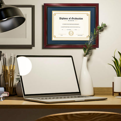 11x14 Diploma Frame 15x18 Certificate without Mat, Solid Wood & UV Protection Acrylic, Cherry Finish