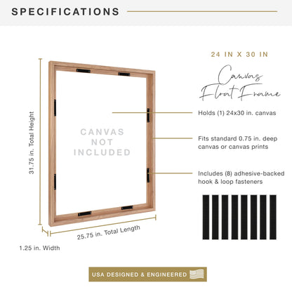 Floating Canvas Frame, Art Frames for Canvas Paintings with Adhesive Fasteners and Hanging Hardware